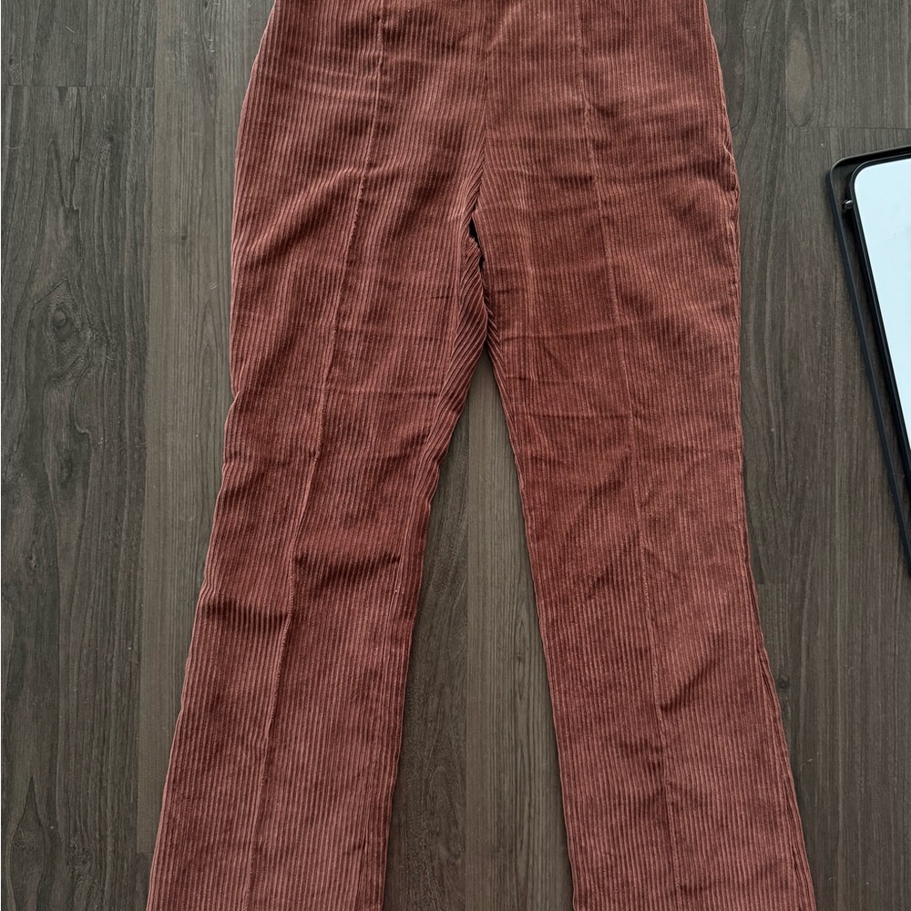 Corduroy Boot Cut Pants in Rust